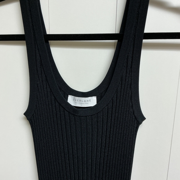 Everlane Black Ribbed Midi Dress, Large - Picture 3 of 3